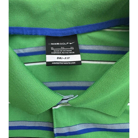 Nike Golf Dri-Fit Performance Polo Shirt Mens XL Short Sleeve Striped Green - Picture 3 of 5